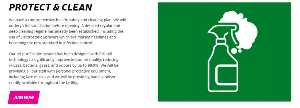 Energie Fitness Promoting Airius PHI Air Purification on their Website