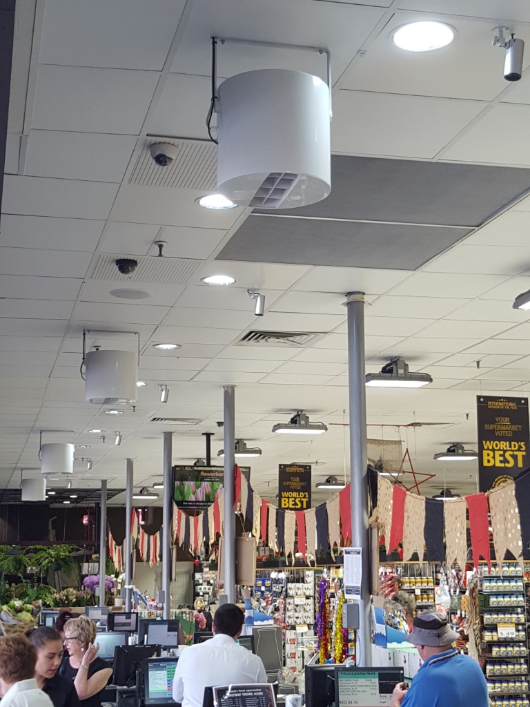 Destratification Retail Aisle Series Fan Installation