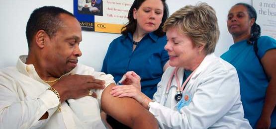 Patient Receiving COVID Vaccine Button